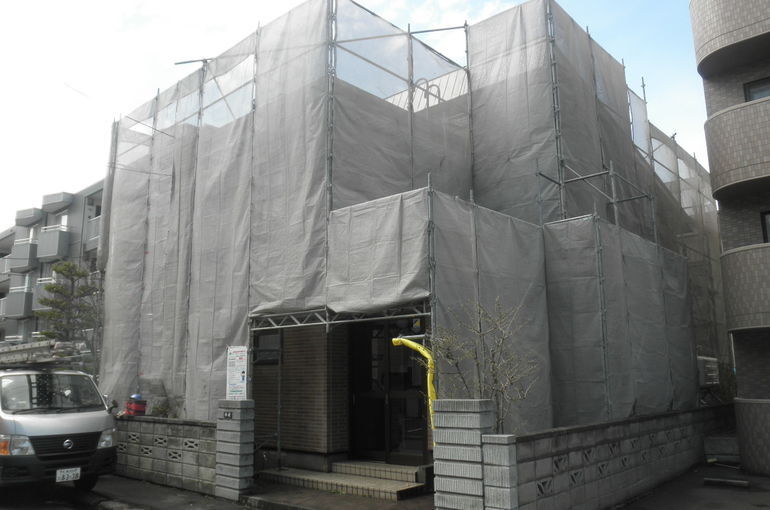 本村さま邸外壁・屋根塗装（メッシュシート架け）
